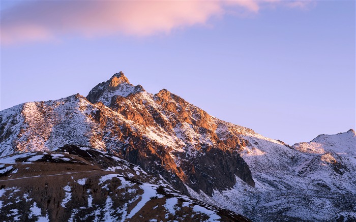 China, verano, nieve montaña, puesta de sol, paisaje Vistas:8404