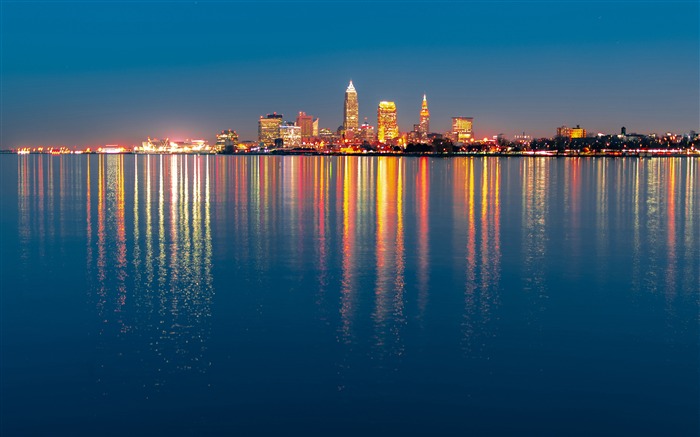 Cleveland, nuit, ville, lumières, photographie Vues:7560