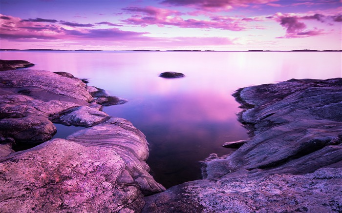 Sunset Scenery Rocks Lake Purple Sky Views:11197 Date:2019/9/5 6:23:27