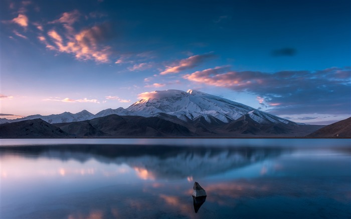 Tranquilo, lago, montaña nevada, 2019, HD, Naturaleza, Foto Vistas:13844