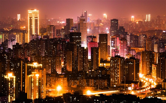 Chongqing, Rascacielos, Noche, HD, Fotografía Vistas:13458