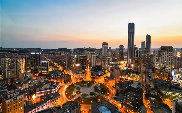 Dalian, Plaza Zhongshan, Noche, HD, Fotografía Vistas:12559