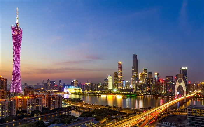 Guangzhou, punto de referencia, puente, Noche, HD, Fotografía Vistas:10735