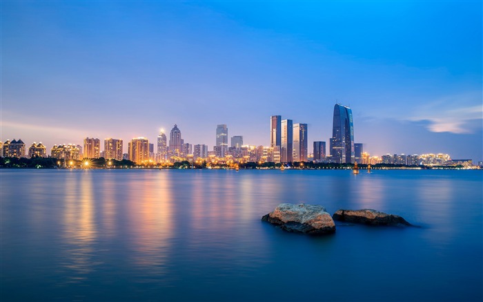 Suzhou, Lago Jinji, Paisaje, Noche, HD, Fotografía Vistas:10425