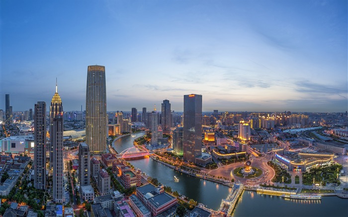 Tianjin, Haihe, Ciudad, Noche, HD, Fotografía Vistas:11599