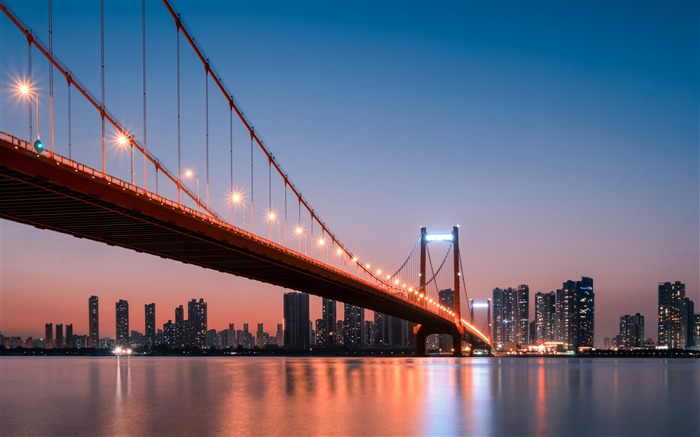 Wuhan, Puente Changjiang, Noche, HD, Fotografía Vistas:10480