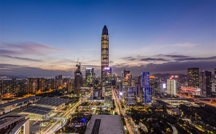 Shenzhen, Punto de referencia, Vista nocturna, 2020, Alta calidad, Escritorio Vistas:14698