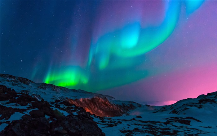 Coloré, Aurores boréales, Nuit de neige, 2020, Paysage, Photo Vues:0