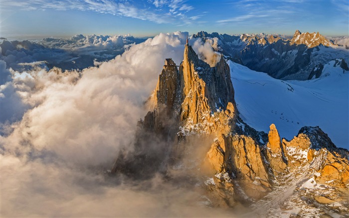 Sunrise, maciço do Mont Blanc, França, 2020, Bing, HD Desktop Visualizações:8707