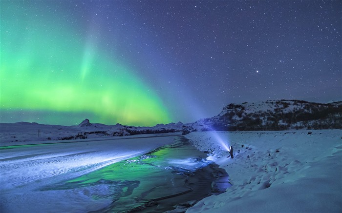 アイスランド、オーロラ、雪、2021年、夜、風景、4K、写真 ブラウズ:11028