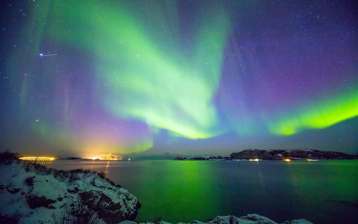 Costa, horizonte, noche, aurora, 2022, Noruega, 5k, foto Vistas:7226