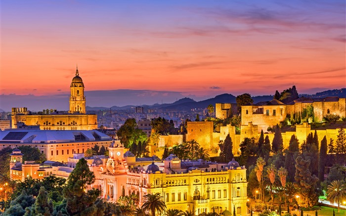 Crepúsculo, Málaga, Cidade, Espanha, 2022, Bing, 5k, Foto Visualizações:5100