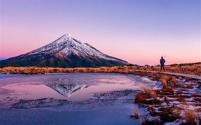 Monte Taranaki, Lago, 2022, Nueva Zelanda, 4K, foto Vistas:7761