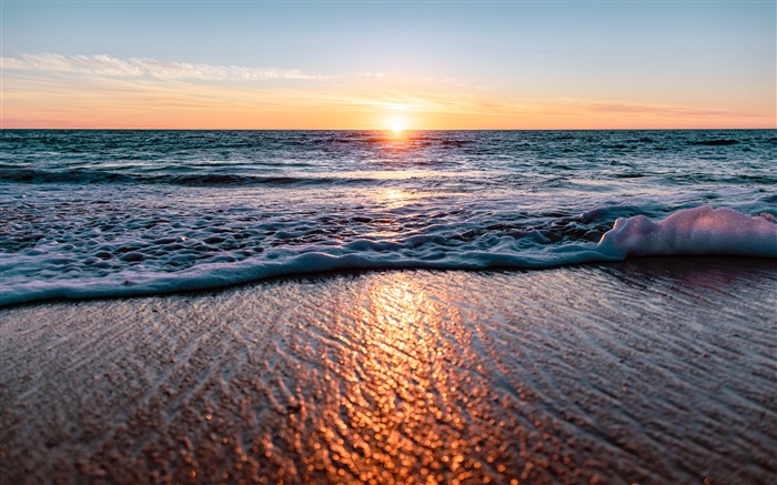 Verano, playa, puesta de sol, 2022, océano, horizonte, 5k, foto Vistas:6134