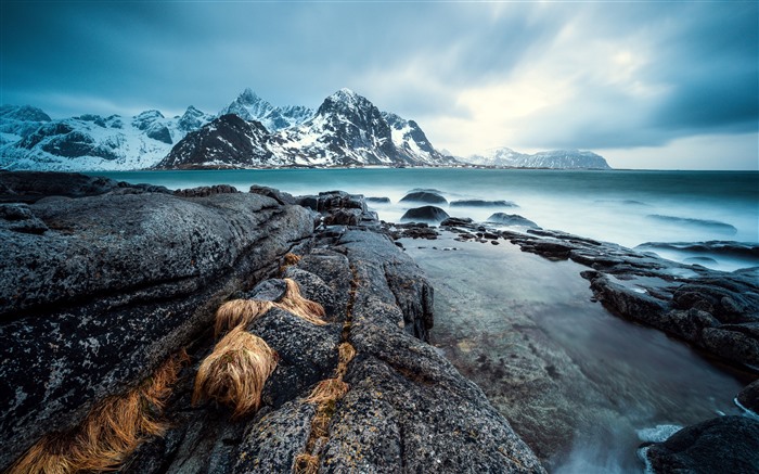 Invierno, costa, roca, 2022, lofoten, noruega, 5k, foto Vistas:4501