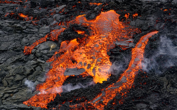 Magma, lave, volcan, Islande, 5k, gros plan Vues:6416