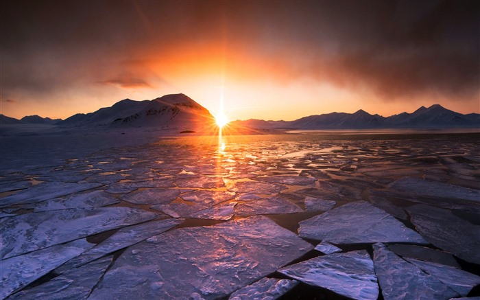 Minuit Soleil, Svalbard, Norvège, Bing, 5K, photo Vues:0