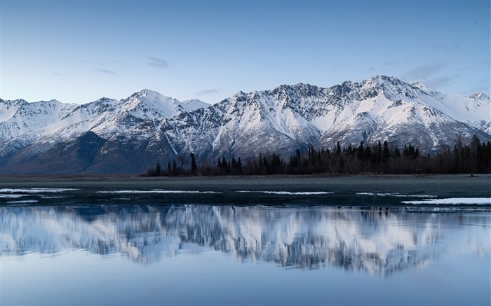 Montagnes enneigées, Rive du lac, 2022, Jungle, Hiver, 5K Vues:4974