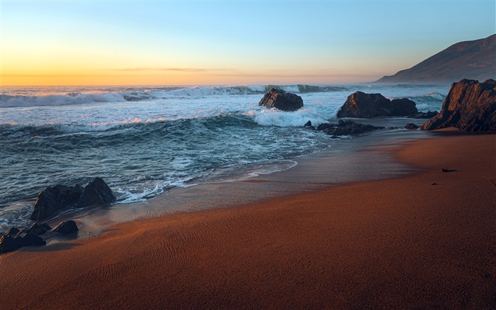 Sunset, costa, praia, recife, encantador, oceano, 5k Visualizações:4793