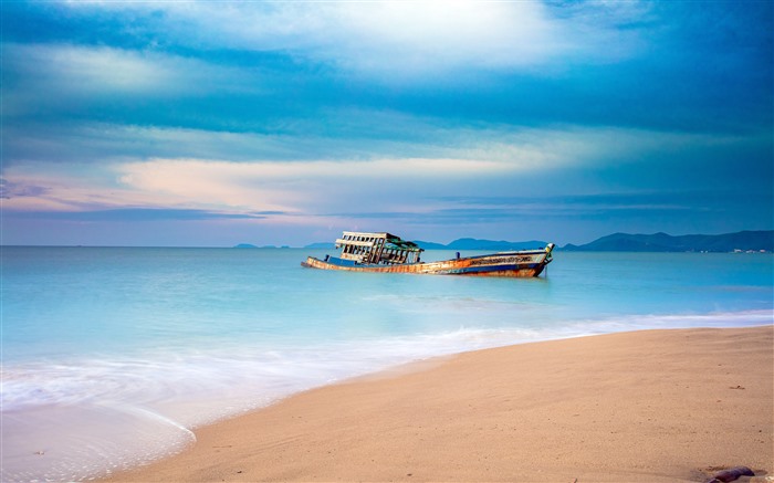 Tailandia, tropical, praia, encadeado, barco de pesca, 5k Visualizações:5357