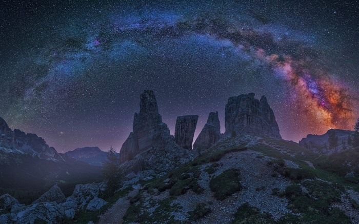 Dolomites Milky Way, Italie, 2022, Bing, 5k, photo Vues:5810