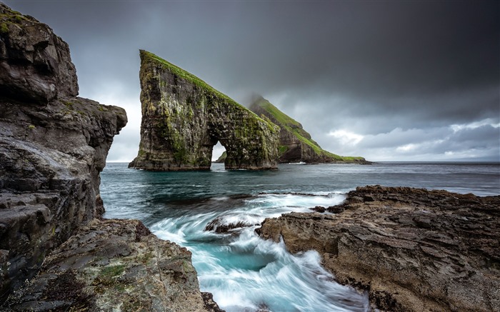 Vagar, îles Féroé, côte, rochers, paysage, 5K Vues:5022