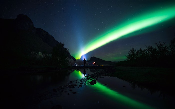 Acampamento, lago, noite, aurora, Noruega, 2022, bing, 5k Visualizações:5280