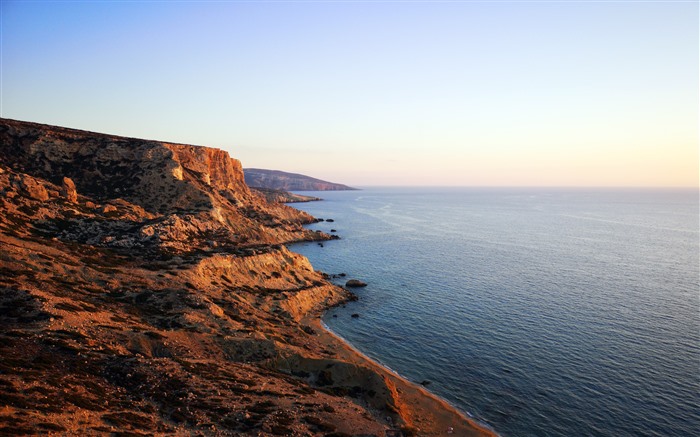 Océan, C?te, Fjord, Coucher de soleil, Matala, Grèce, 5K Vues:3620