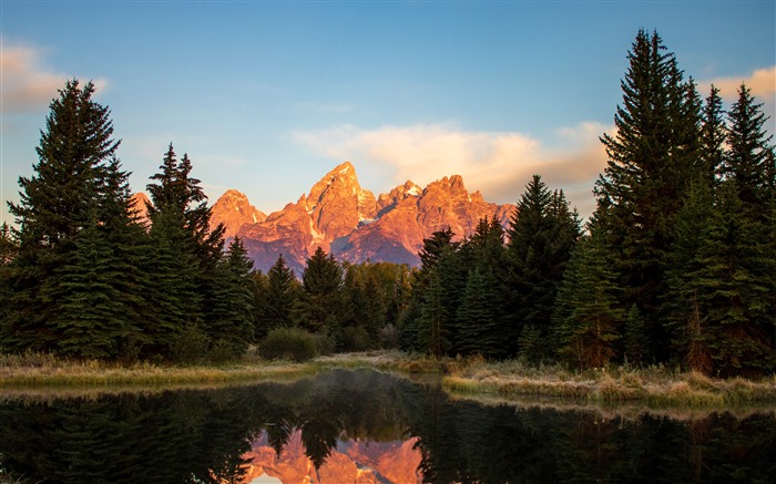 Sunrise, Lake, Parque Nacional Grand Teton, Wyoming, 5K Vistas:4110