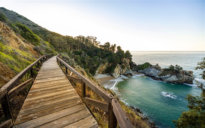 Boardwalk, promontório, baía, costa, ilha, 5k Visualizações:4009