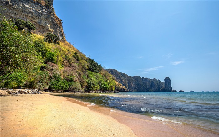 海灘，懸崖，旅行，奧南，甲米，泰國，5K 查看次數:4439