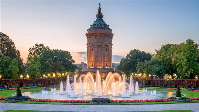 Château d'eau de Mannheim, fontaine, Allemagne, 2023, Bing, 4K Vues:4183