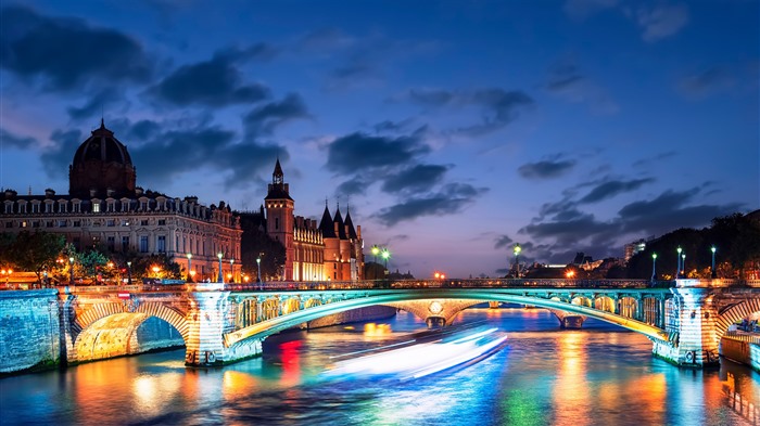 Seine River, Night View, Paris, France, 2023, Bing, 4K Vues:6145