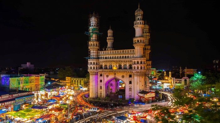 Célébrations de l'A?d, Nuit, Hyderabad, Inde, Bing, 4K Vues:3877