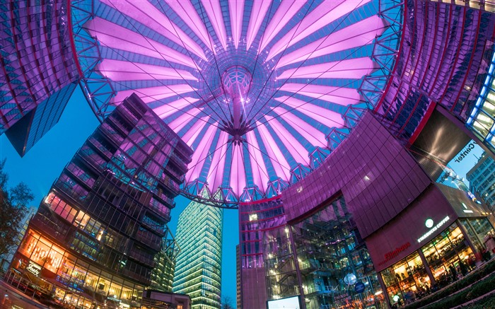 Interior iluminado, Sony Center, Berlim, Bing, 4K Visualizações:3667