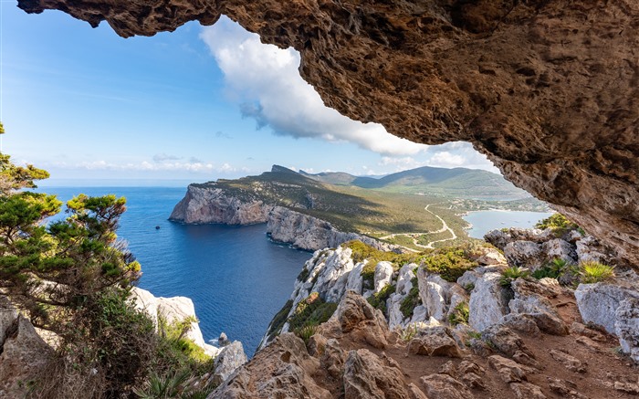 Caverna, Capo Caccia, Sardenha, Costa, Itália, Bing, 4K Visualizações:3734