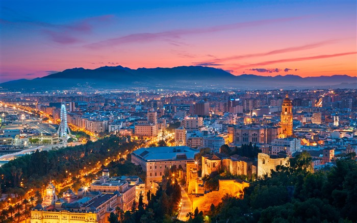 Sunset, ville, foire de Malaga, Andalousie, Espagne, Bing, 4K Vues:3187