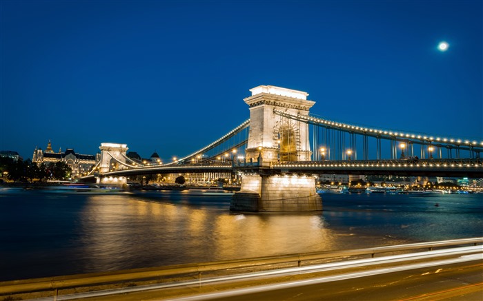 Szechenyi Chain Bridge, Budapeste, Hungria, noite, 5k Visualizações:4371