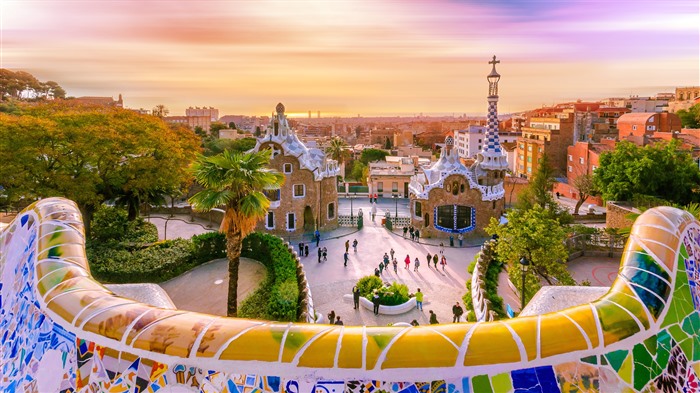 Vue sur la ville, Park Guell, Barcelone, Espagne, Bing, 4K Vues:2930