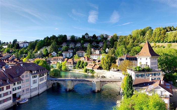 Aare River, Untertorbrucke Bridge, Berna, Suiza, 5K Vistas:6108