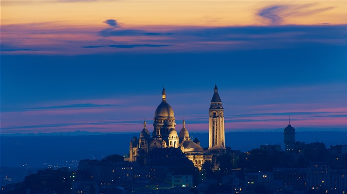 Montmartre Sacre Coeur Basílica, anoitecer, Sunmer, Bing, 4K Visualizações:3110