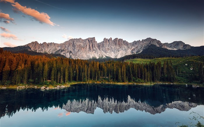 Sunset, Carezza, Lake, Jungle, Dolomitas, Itália, 5k Visualizações:5454