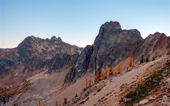 Wilderness, Larches, Cordilheira, pico, outono, 5k Visualizações:4130