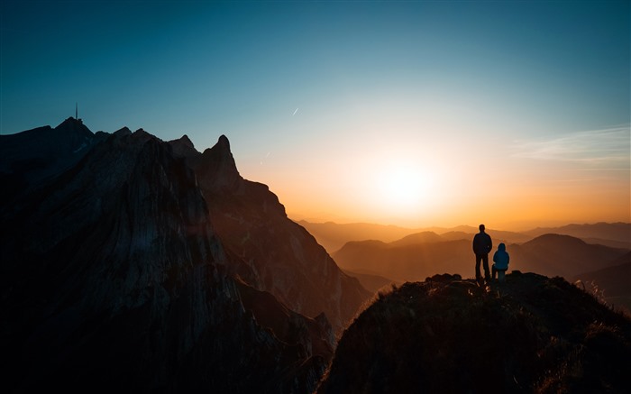 Picos de montanha, ao ar livre, nascer do sol, Alpstein, Suíça, 5k Visualizações:4032