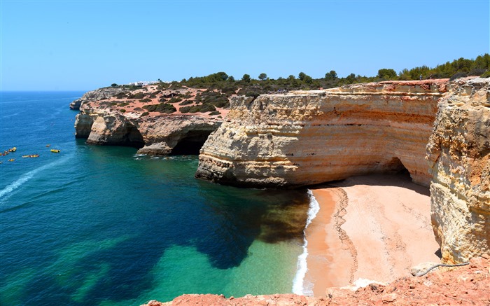 Costa, acantilado, costa, playa, Algarve, Portugal, 5k Vistas:5172