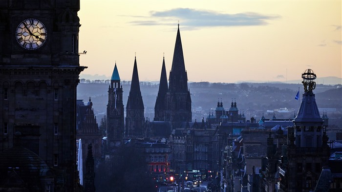 Manhã, edifício, Princes Street, Edimburgo, Reino Unido, Bing, 4K Visualizações:2276