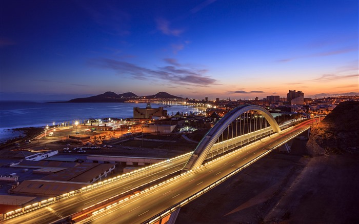 Ponte, cidade, noite, Gran Canaria, Ilhas Canárias, Espanha, 5k Visualizações:2859