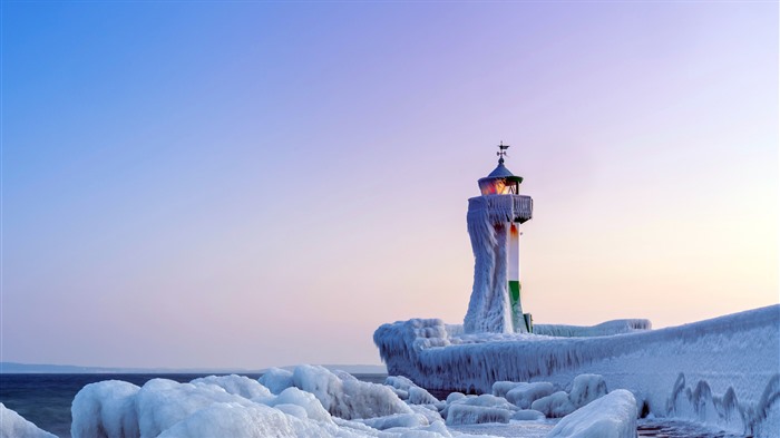 Faro de Sassnitz, Frozen, Coast, Rugen, Alemania, Bing, 4K Vistas:2383