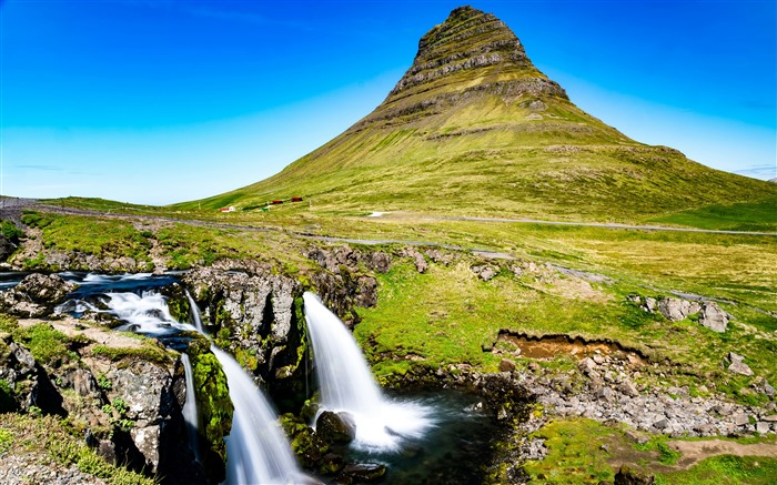 Uma visão fascinante, rio, Kirkjufell, Islândia, 5k Visualizações:2591