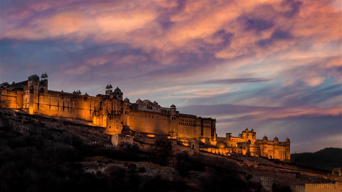 Evening, Amber Fort, Jaipur, India, Bing, 4K Vistas:1808